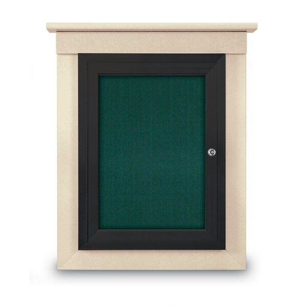 42"x32" 2-Door Enclosed Letterboard, Header, White Vinyl/Walnut